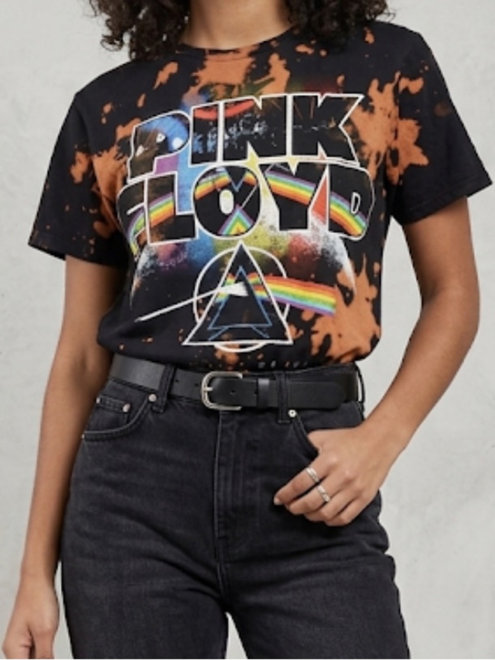 PINK FLOYD Unisex Tie Dye Rainbow Graphic Band Tee Small NWOT